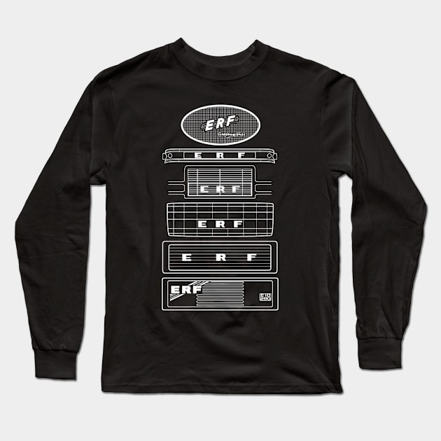 ERF classic British wagons evolution white outlines Long Sleeve T-Shirt by soitwouldseem